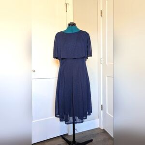 Glamour by Gabriella Skye sparkly midi dress navy blue fit and flare size 12